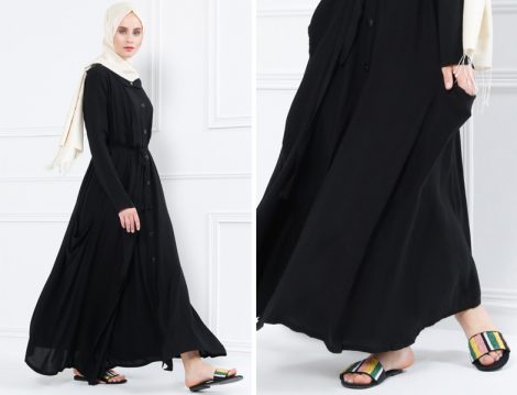 Siyah Tesettür Giyim Elbise ve Tunik Modelleri 
