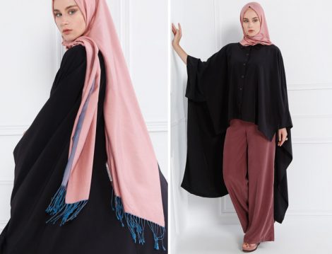 Siyah Tesettür Giyim Elbise ve Tunik Modelleri 