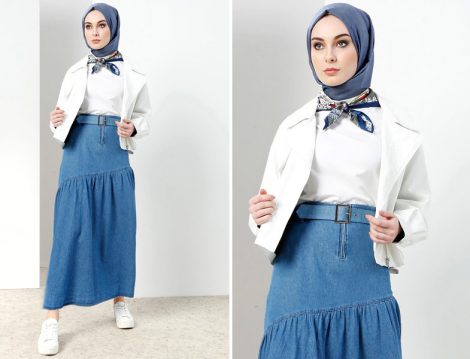 Tesettür Kot Etek Modeli