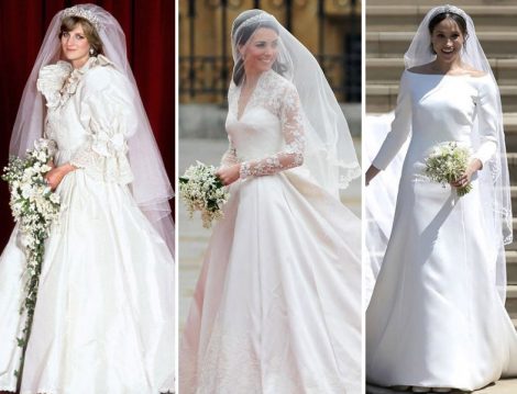 Prenses Diana, Düşes Kate ve Düşes Megan’ın Gelinlik Seçimleri