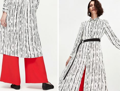 Siyah Beyaz Yazlık Tesettür Tunik Modeli
