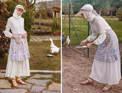 Nihan Giyim 2018 Yaz Beyaz Tesettür Elbise Modeli
