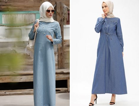 Tesettür Denim Elbise Modelleri