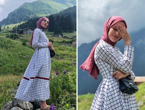 kkdesignn Kübra Çetinkaya Ekose Elbise Modeli