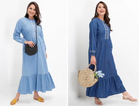 Alia Büyük Beden Denim Elbise Modelleri