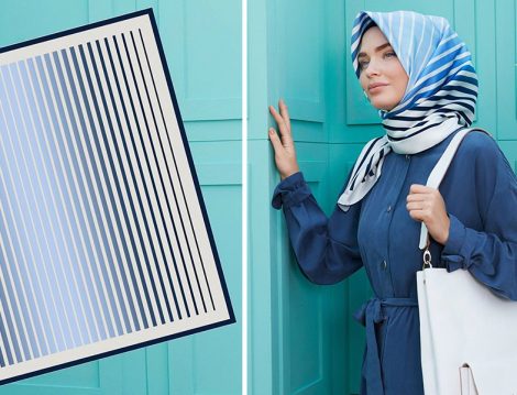 Armine Çizgili Eşarp Modelleri
