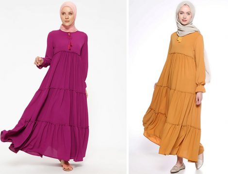 Beha Tesettür Fırfırlı Elbise Modelleri