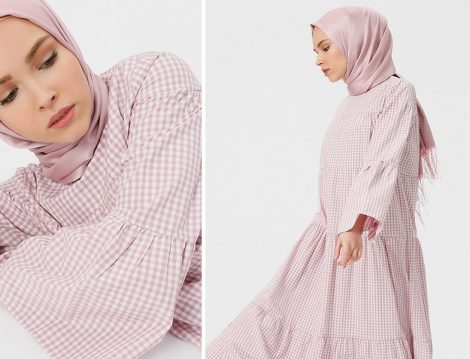 Benin Gül Kurusu Pötikareli Elbise