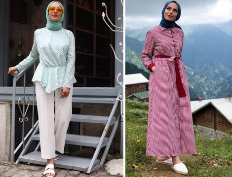 Elif Küçüksarı Pötikare Bluz ve Elbise Kombinleri