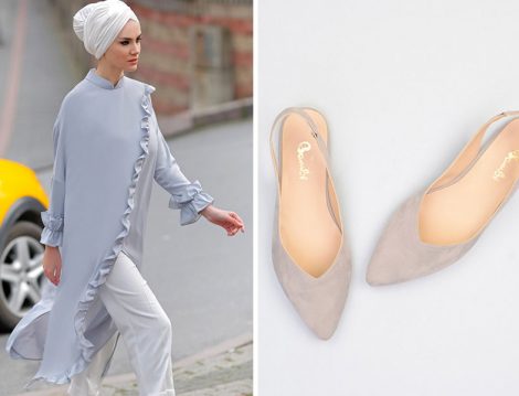 Gizem Kış Gri Kamelya Tunik ve Bambi Gri Babet
