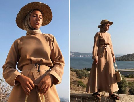 Kadriye Baştürk Camel Kemerli Elbise