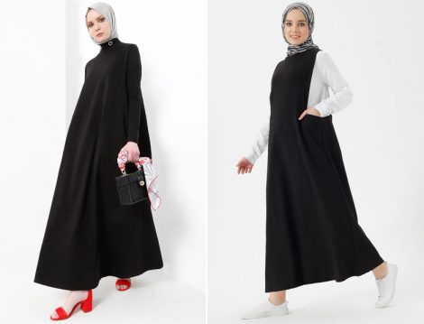 Siyah Tesettür Elbise Modeli