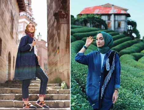 Tesettür Kot Gömlek Ceket Modeli