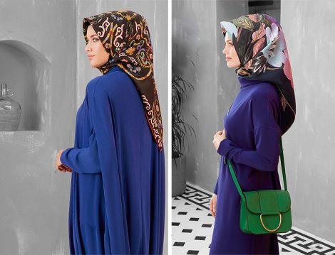 Armine 2018 -19 Sonbahar Kış Mavi Elbise Modelleri