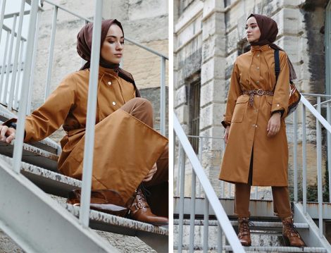 Bleumershop Kahve Trençkot Modeli
