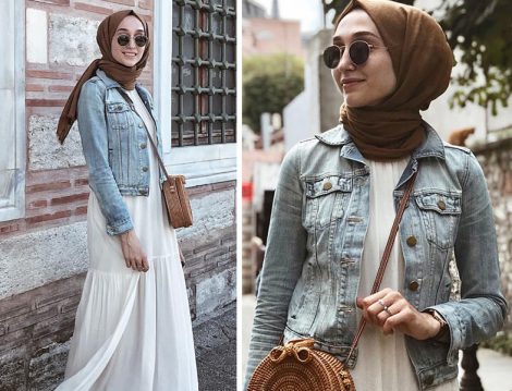 Denim Ceket Pamuklu Şal Kombini