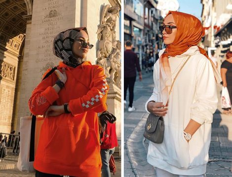 Sweatshirt ile Sonbahar Tesettür Kombinleri