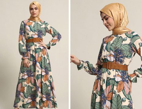 Refka Bej Desenli Elbise