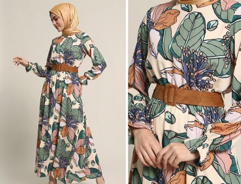 Refka Bej Desenli Elbise