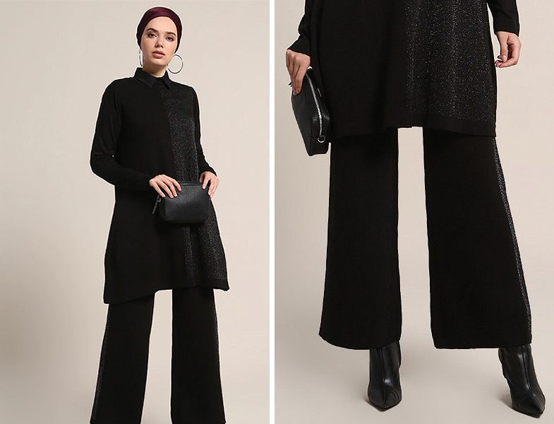 Refka Siyah Tunik & Pantolon Triko Takım