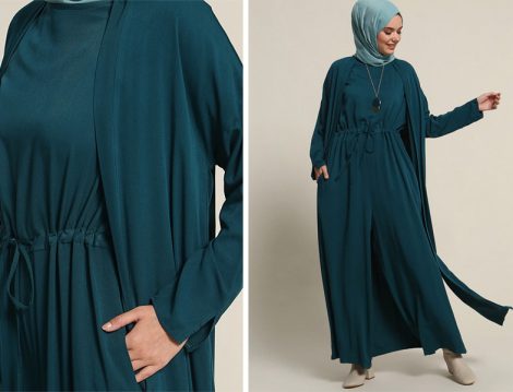 Refka Zümrüt Doğal Kumaşlı Kap & Tulum İkili Takım