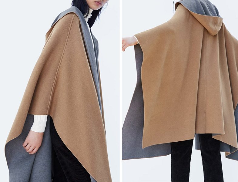 Zara Çift Taraflı Kapüşonlu Pelerin