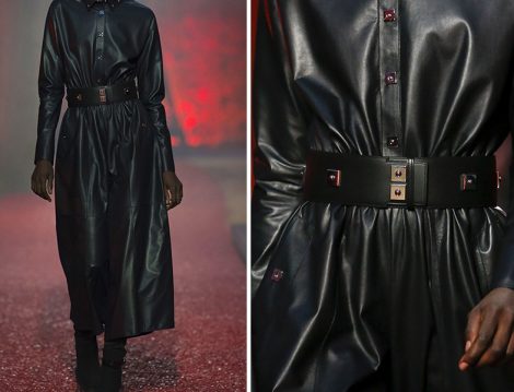 Hermes Retro Kemer Detaylı Deri Elbise