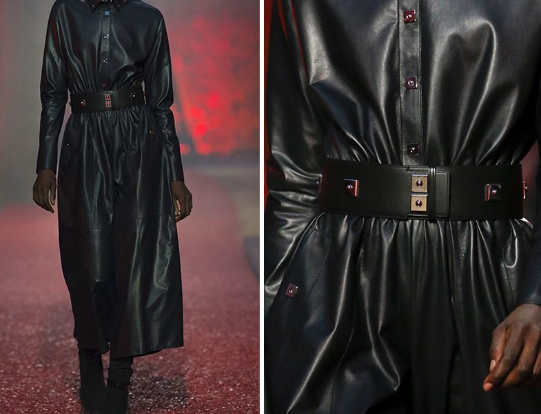 Hermes Retro Kemer Detaylı Deri Elbise