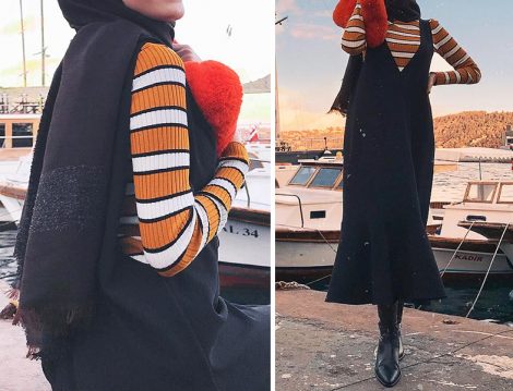 Jile Elbise & Çizgili Triko Kazak & Çorap Çizme