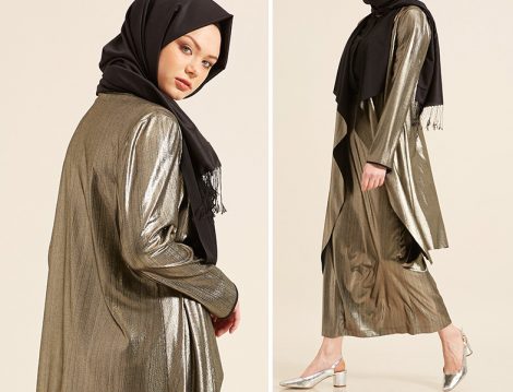 Kayra Gold Şal Yaka Parlak Salaş Ceket