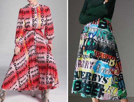 MSGM Logolu Elbise ve Burberry Logolu Etek