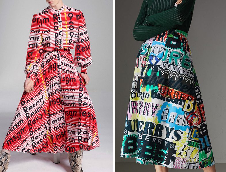 MSGM Logolu Elbise ve Burberry Logolu Etek