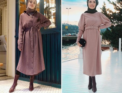 Kemerli Midi Elbise Modelleri