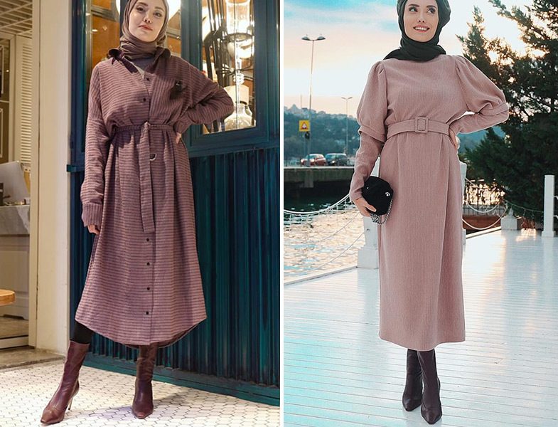 Kemerli Midi Elbise Modelleri