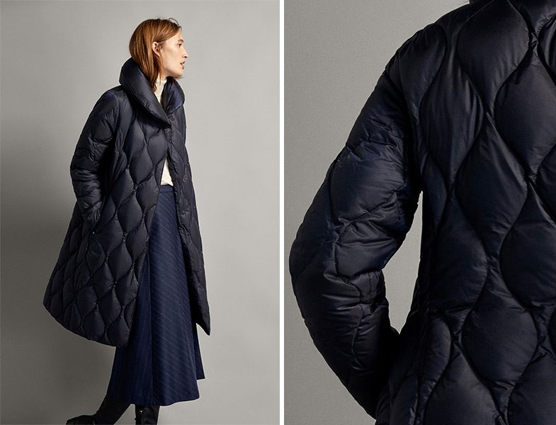 Massimo Dutti Dikişli Uzun Kuş Tüy Mont
