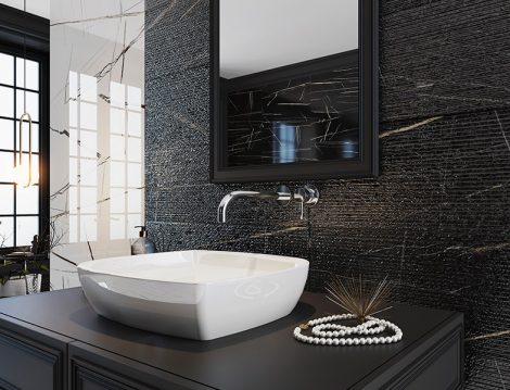Seramiksan Siyah Beyaz Banyo Dekorasyonu