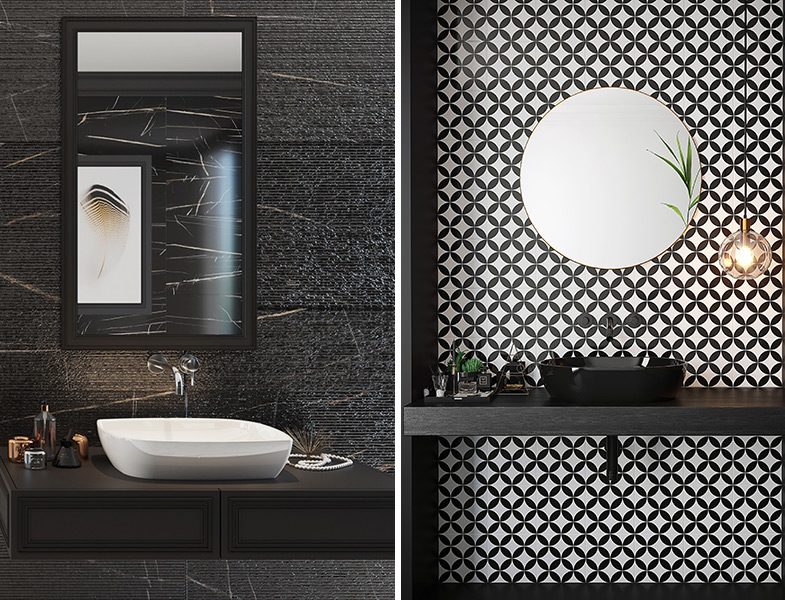 Seramiksan Siyah Beyaz Banyo Dekorasyonu
