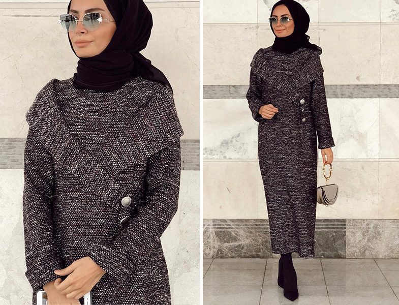 Tüvit Kumaş Tesettür Elbise Modeli