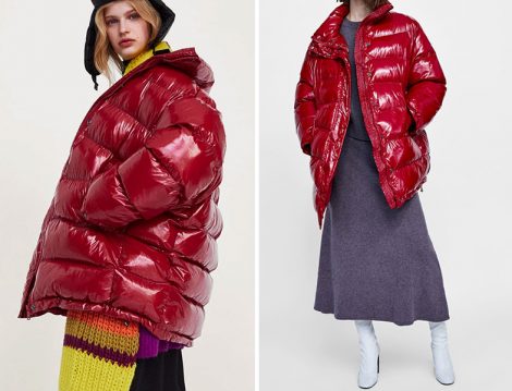 Zara Vinil Görünümlü Şişme Mont