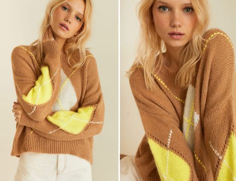 Bershka Baklava Desenli Kazak