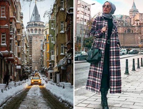 Galata Kulesine Ekose Kaban Kombinleri