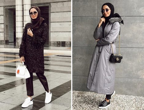 Işıltı Detaylı Triko ve Metalik Gri Şişme Mont