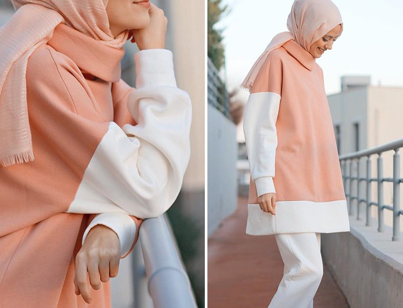 Kadriye Baştürk Pembe Beyaz Sweatshirt