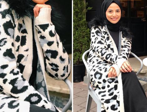 Leopar Desen Hırka