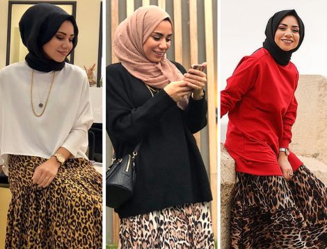 Leopar Desenli Eteklerle Sweatshirt Kombinleri