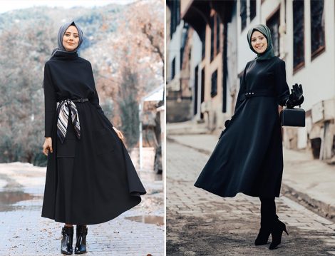 Elif Eser Siyah Etek ve LC Waikiki Siyah Elbise