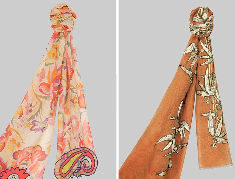 Etro 2019 Şifon ve Keten Şal