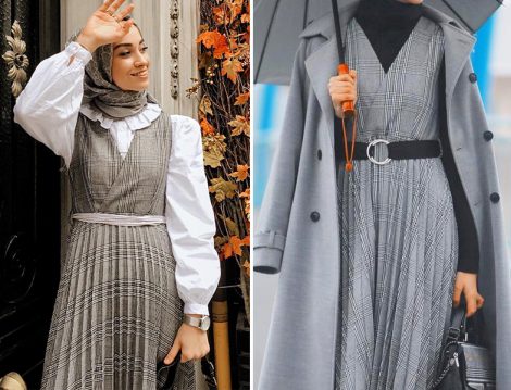 Vesna Design Ekose Desen Piliseli Jile Elbise