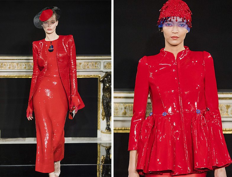 Armani 2019 İlkbahar Yaz Couture Koleksiyonu Kırmızı Vinil Ceket