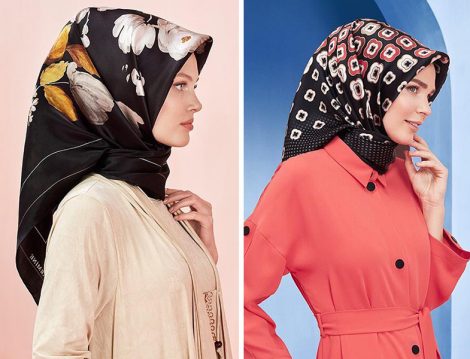 Armine 2019 İlkbahar Yaz Siyah Desenli Eşarp Modelleri